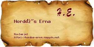 Hordós Erna névjegykártya
